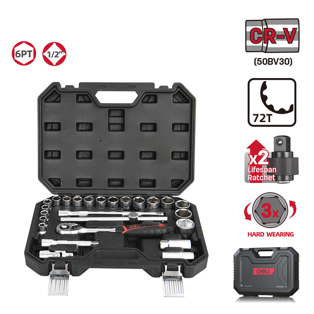 Набор инструмента 1/2" Deli RS EDQ43025, 25 шт. - 7
