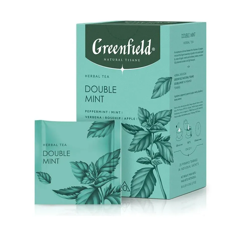 Чайный напиток "Greenfield Tisane Double Mint", 20 пакетиков x 1.8 г, с мятой