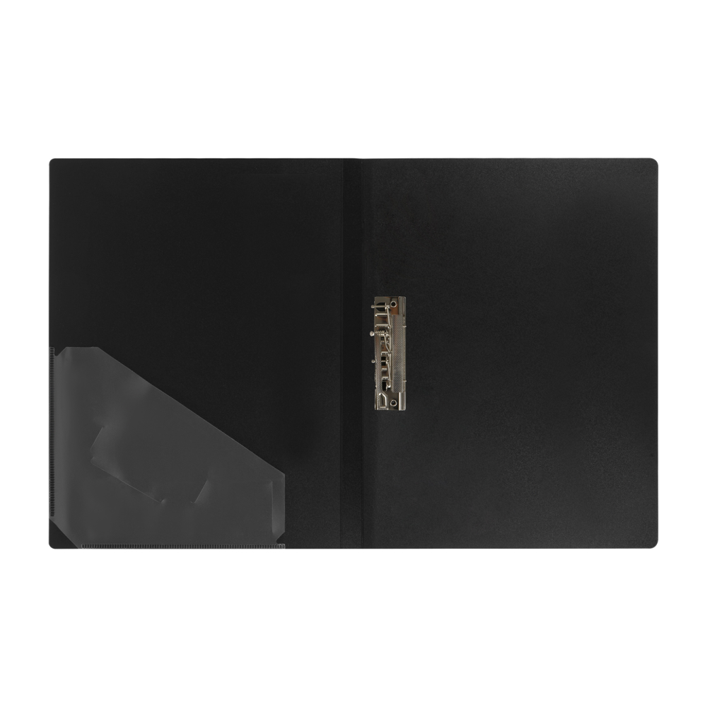 Папка В-611 "Стандарт" с зажимом и карманом, пластик , черный - 2