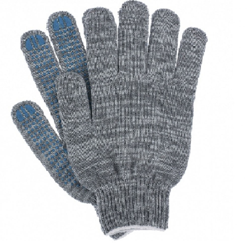 Перчатки трикотажные х/б "Лайт", с ПВХ покрытием точка из 4-х нитей