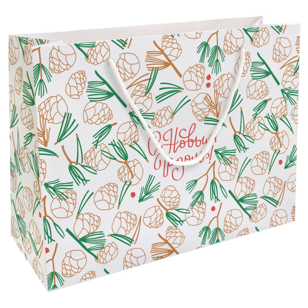 Пакет бумажный подарочный "Holidays. Шишки"