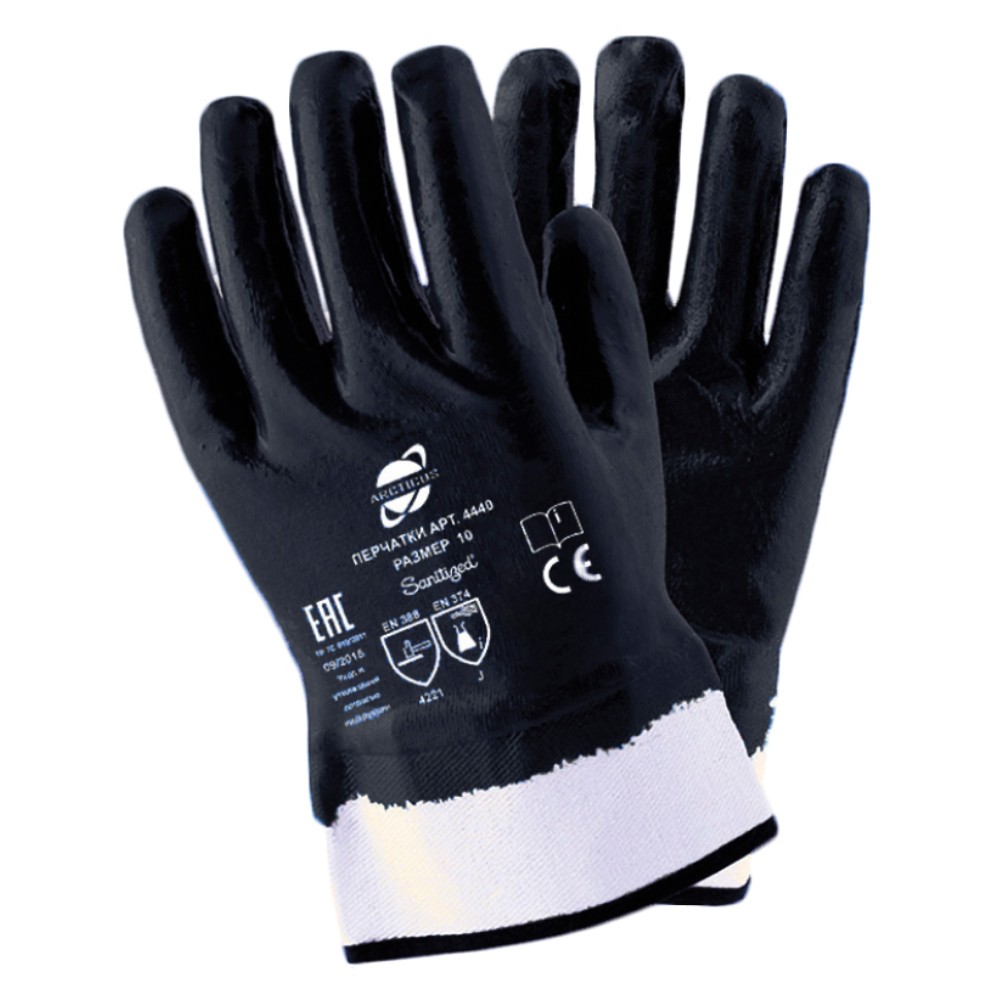Перчатки трикотажные х/б с полным нитриловым покрытием Arcticus