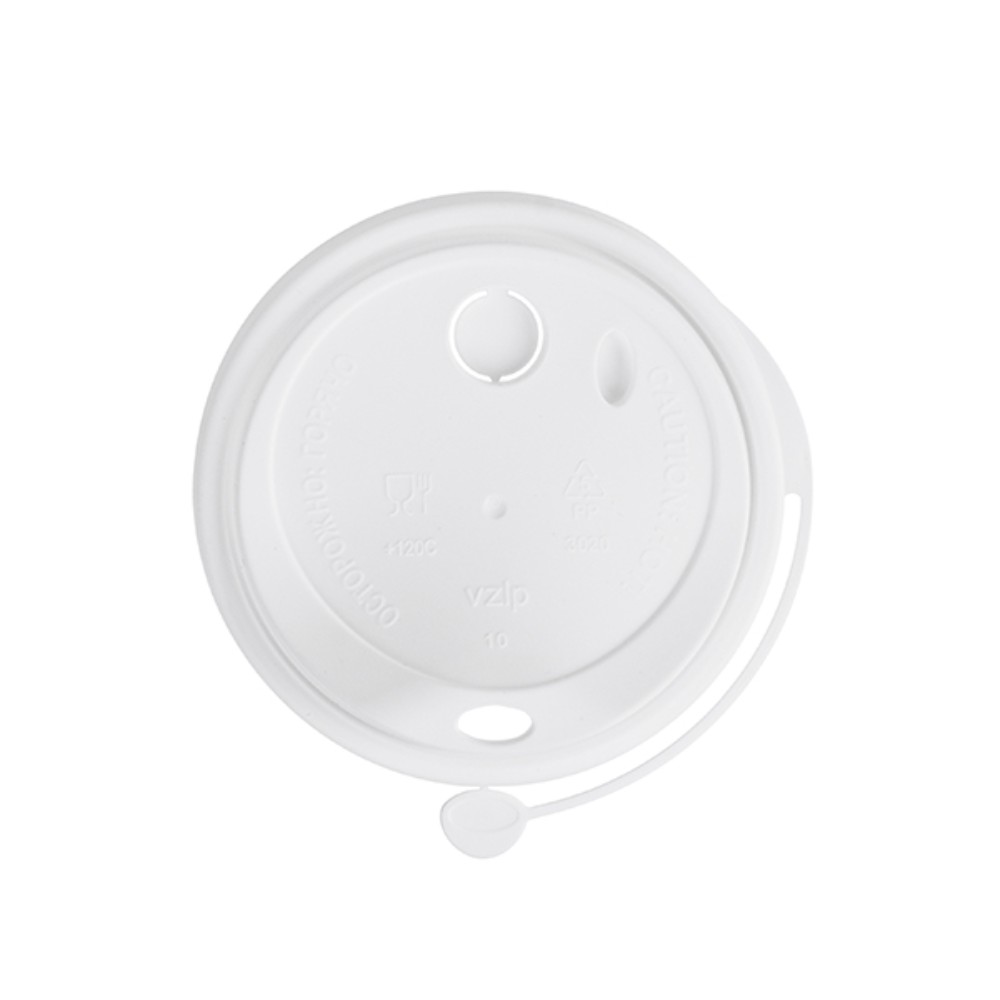 Крышка пластиковая для стаканов d=80 мм, для горячих напитков, 50 шт/упак, флип-топ, белый - 2