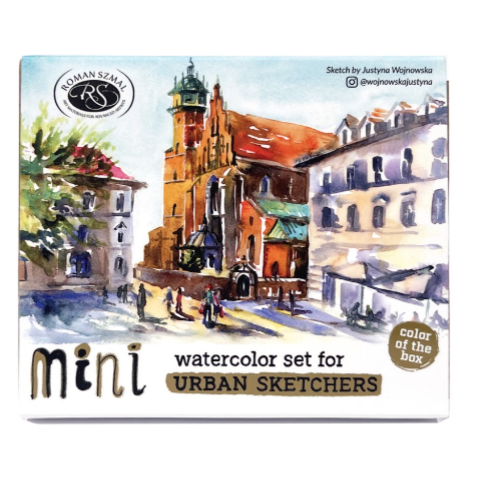 Краски акварельные "Aquarius. Mini Urban Sketcher set", 8 цветов, полукюветы, коробка, золотая - 2