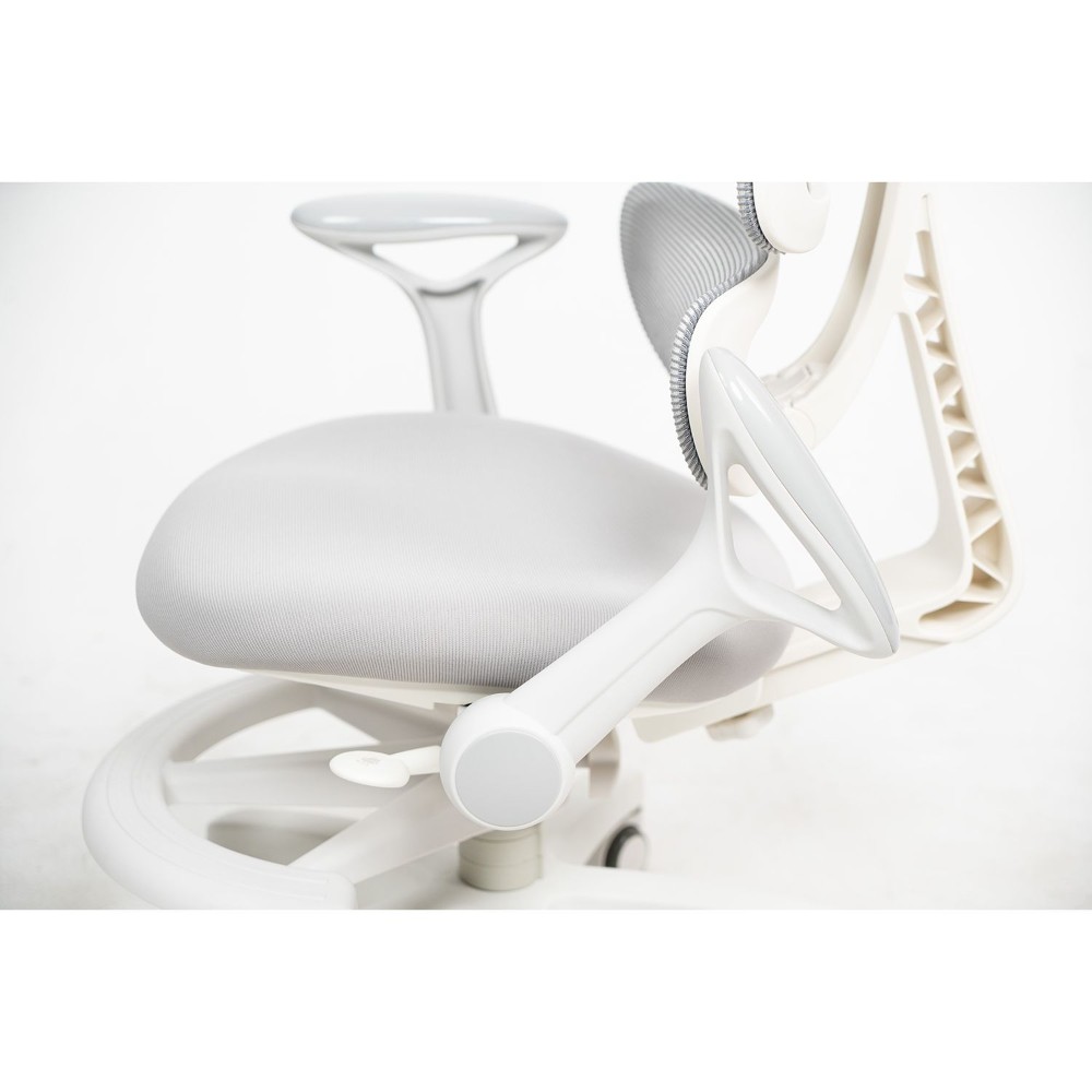 Кресло детское Ergosmart Antey, ткань, пластик, корпус белый, подставка для ног, с чехлом салатовым, серый - 10