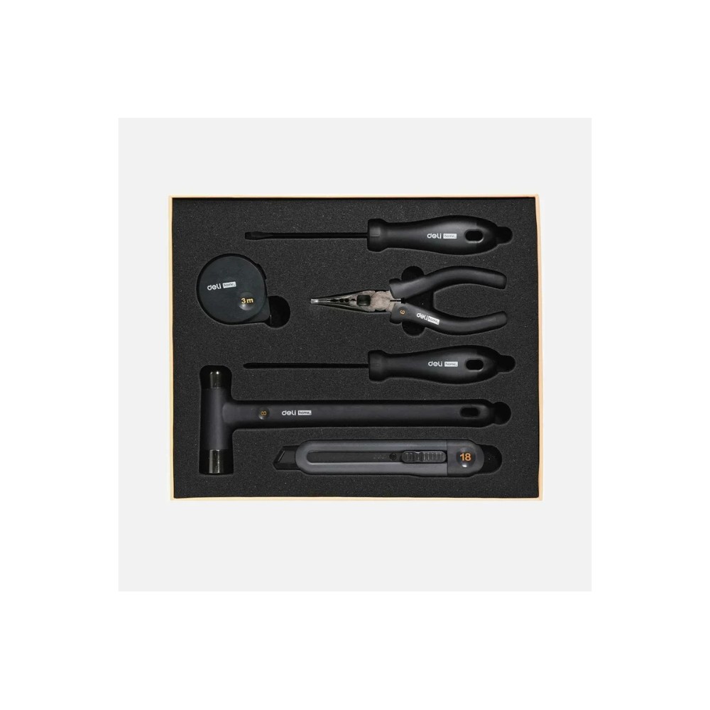 Набор ручного инструмента Deli HS EHT0006, 6 предметов, Soft Touch, черный - 18
