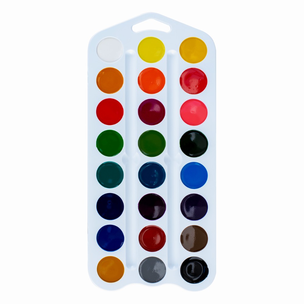 Краски акварельные "Цветик", 24 цвета, пластик белый