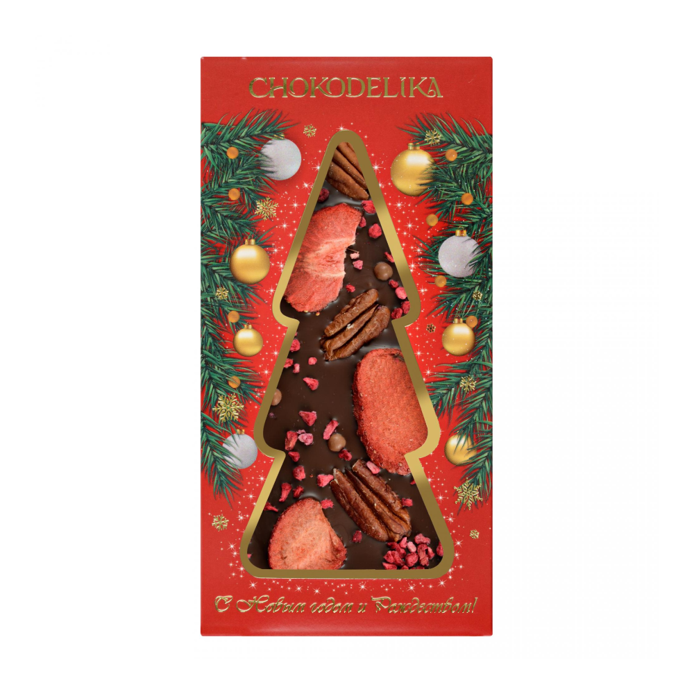 Шоколад темный "Клубника, пекан, малина"