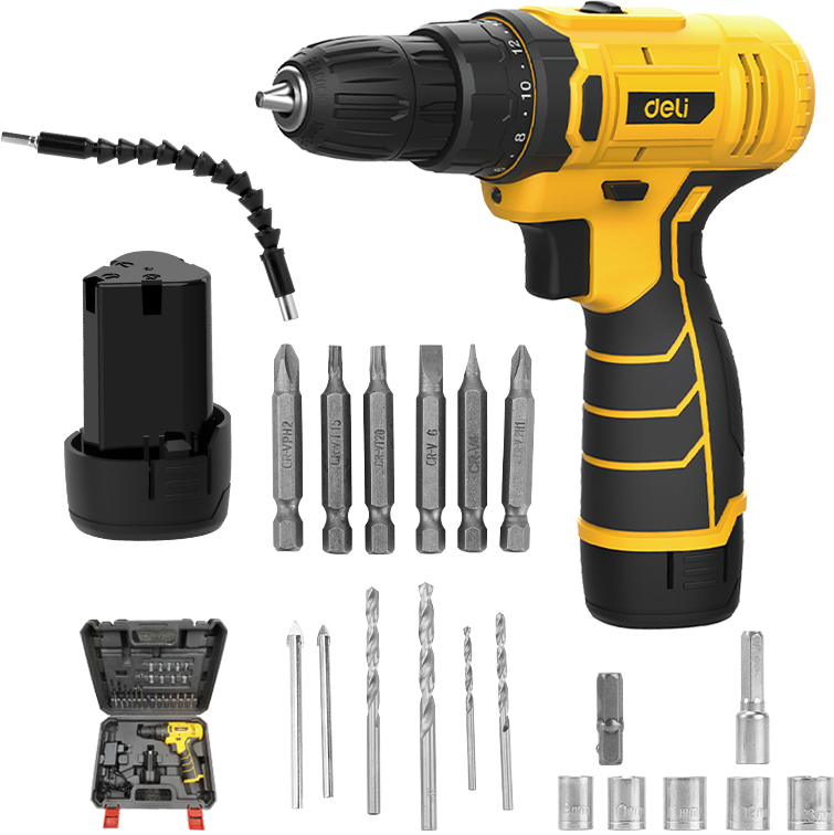 Аккумуляторная дрель-шуруповерт Deli YS EDL-DZ12-6A2