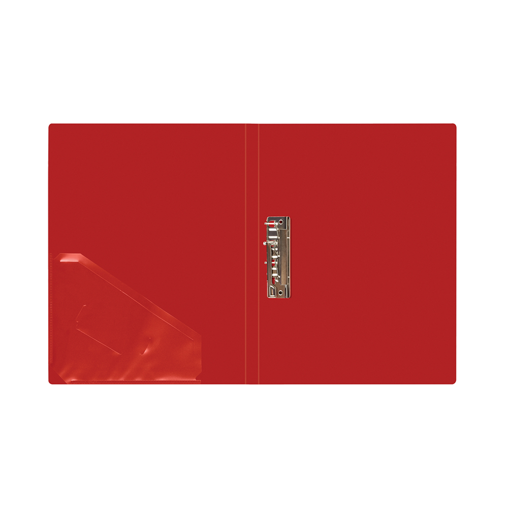 Папка В-611 "Стандарт" с зажимом и карманом, пластик, красный - 2