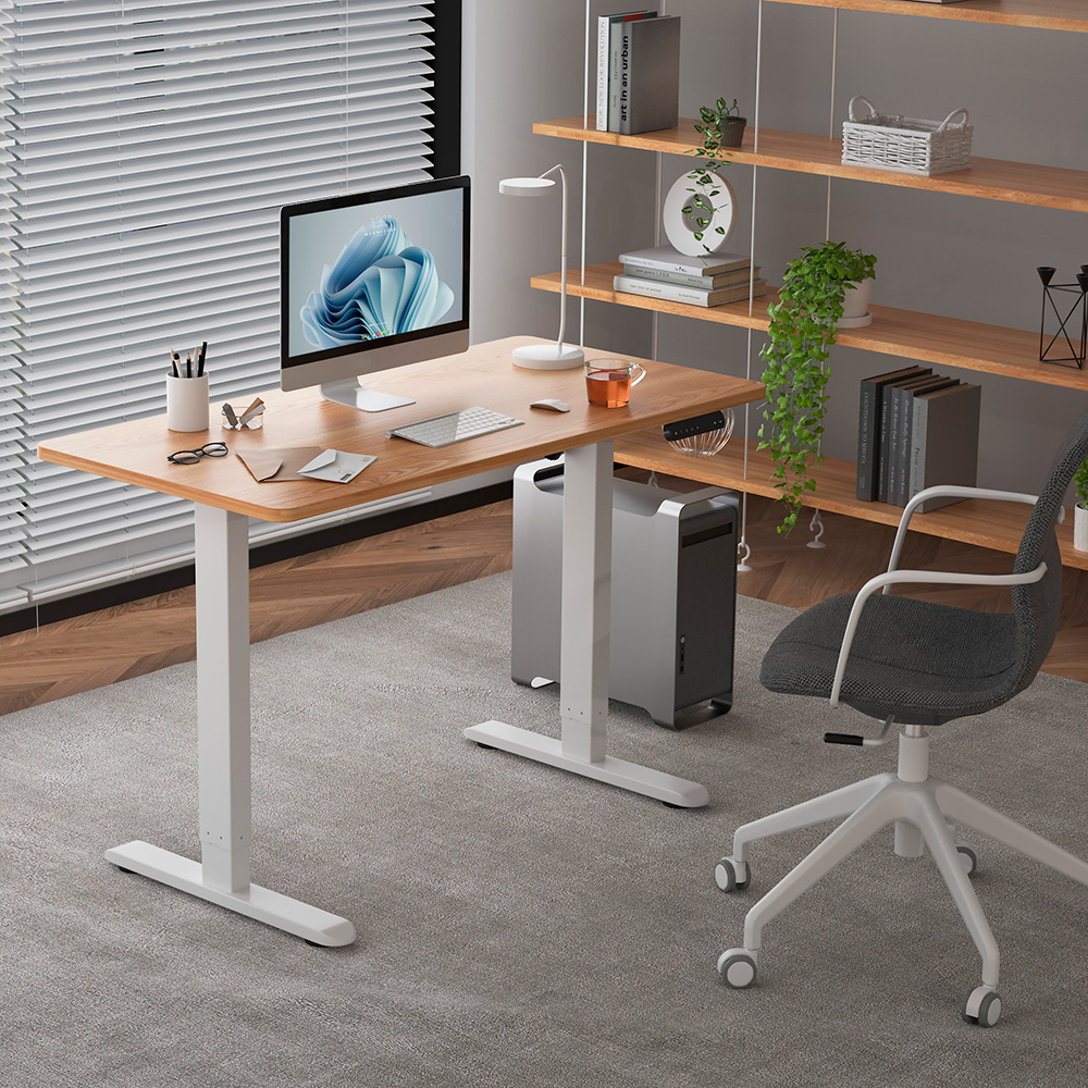 Стол с электроприводом WellDesk Prime 1300x675х18 белый/дуб денвер трюфель (9191462+9072454) - 3