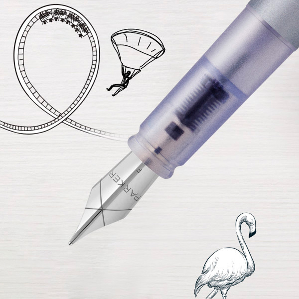 Ручка перьевая Parker "Vector XL" Silver Blue, M, серебристый, патрон синий - 4