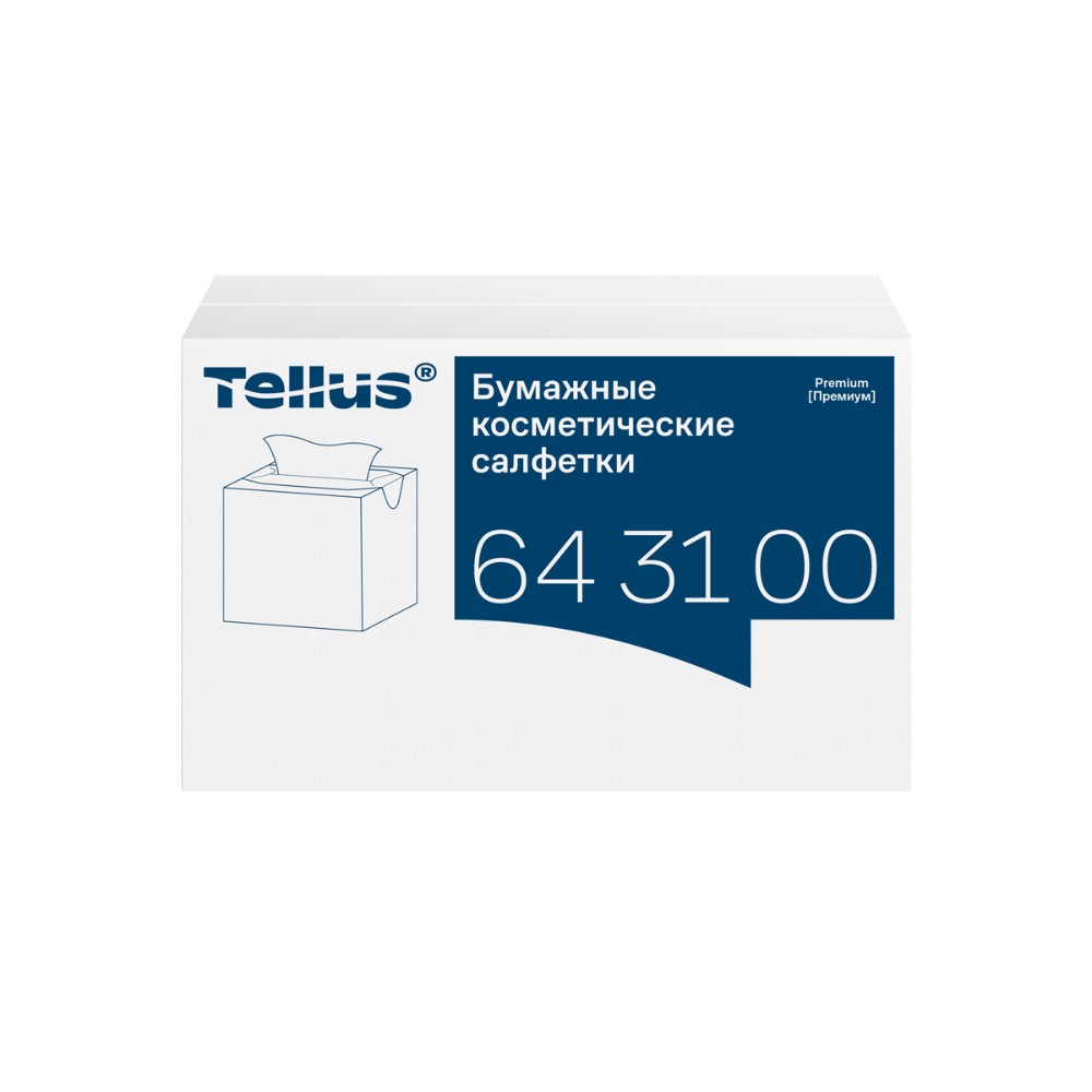 Салфетки косметические Tellus Премиум, 90шт/уп, в кубе - 4