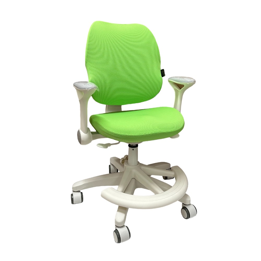 Кресло детское Ergosmart Antey, ткань, пластик, корпус белый, подставка для ног, с чехлом салатовым, серый - 11