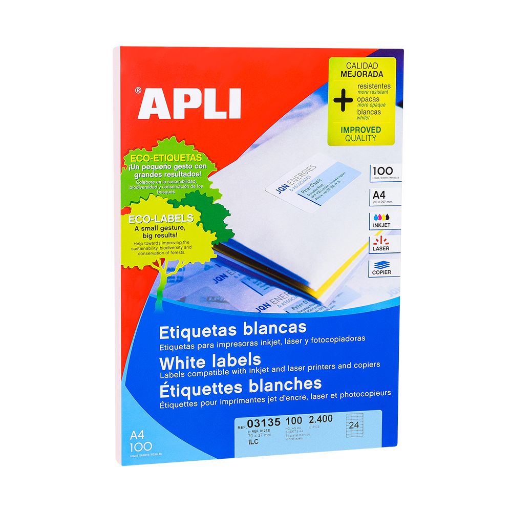 Самоклеящиеся этикетки универсальные "Apli", 100 листов