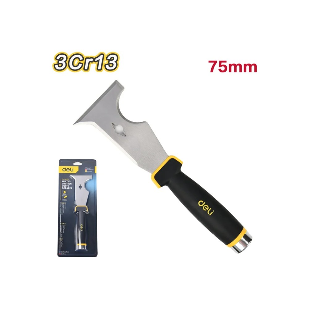 Шпатель-скребок многофункциональный Deli YS EDL-HD03, 75 мм, черный, желтый - 2