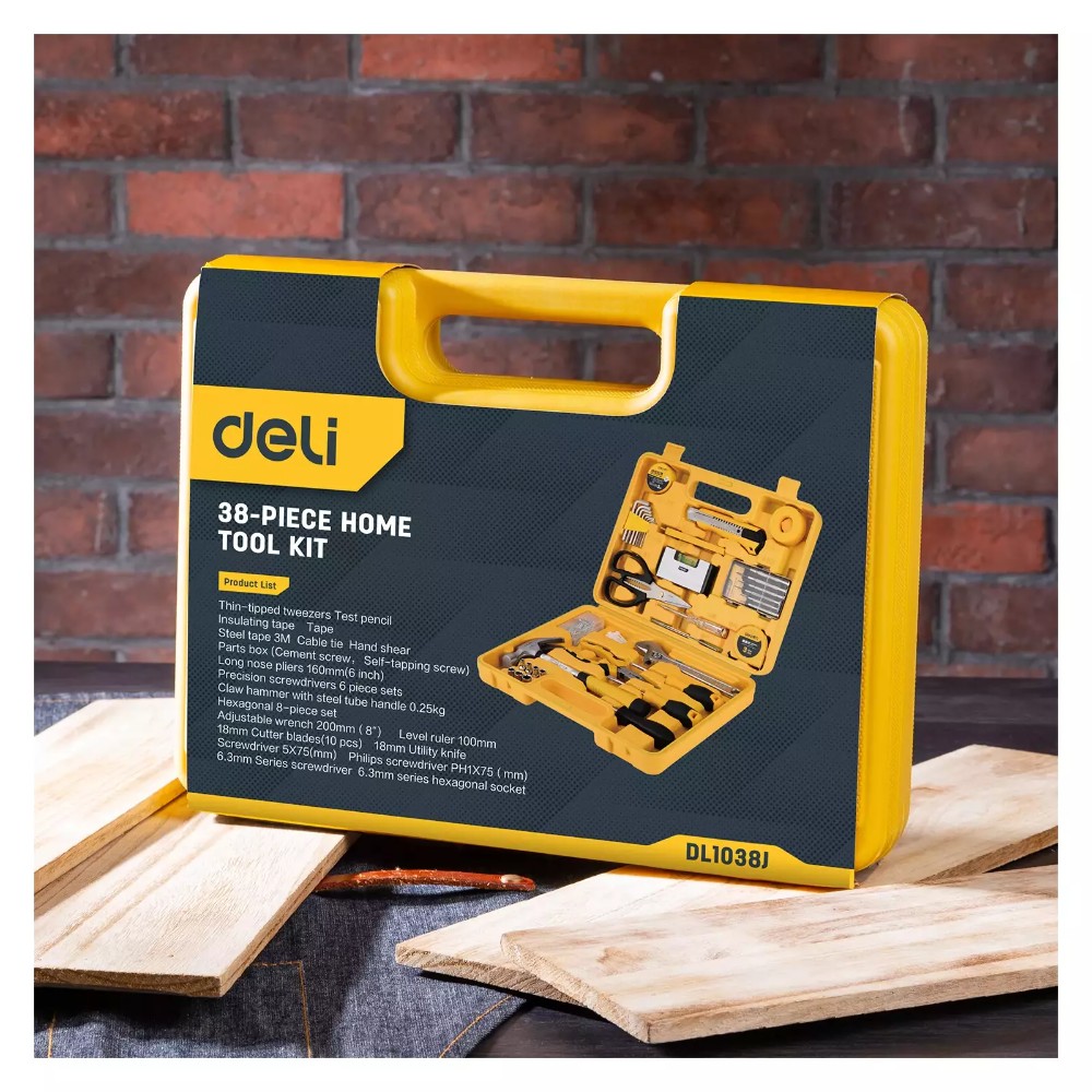 Набор инструмента Deli YS EDL1038J, 38 предметов, кейс, желтый - 5