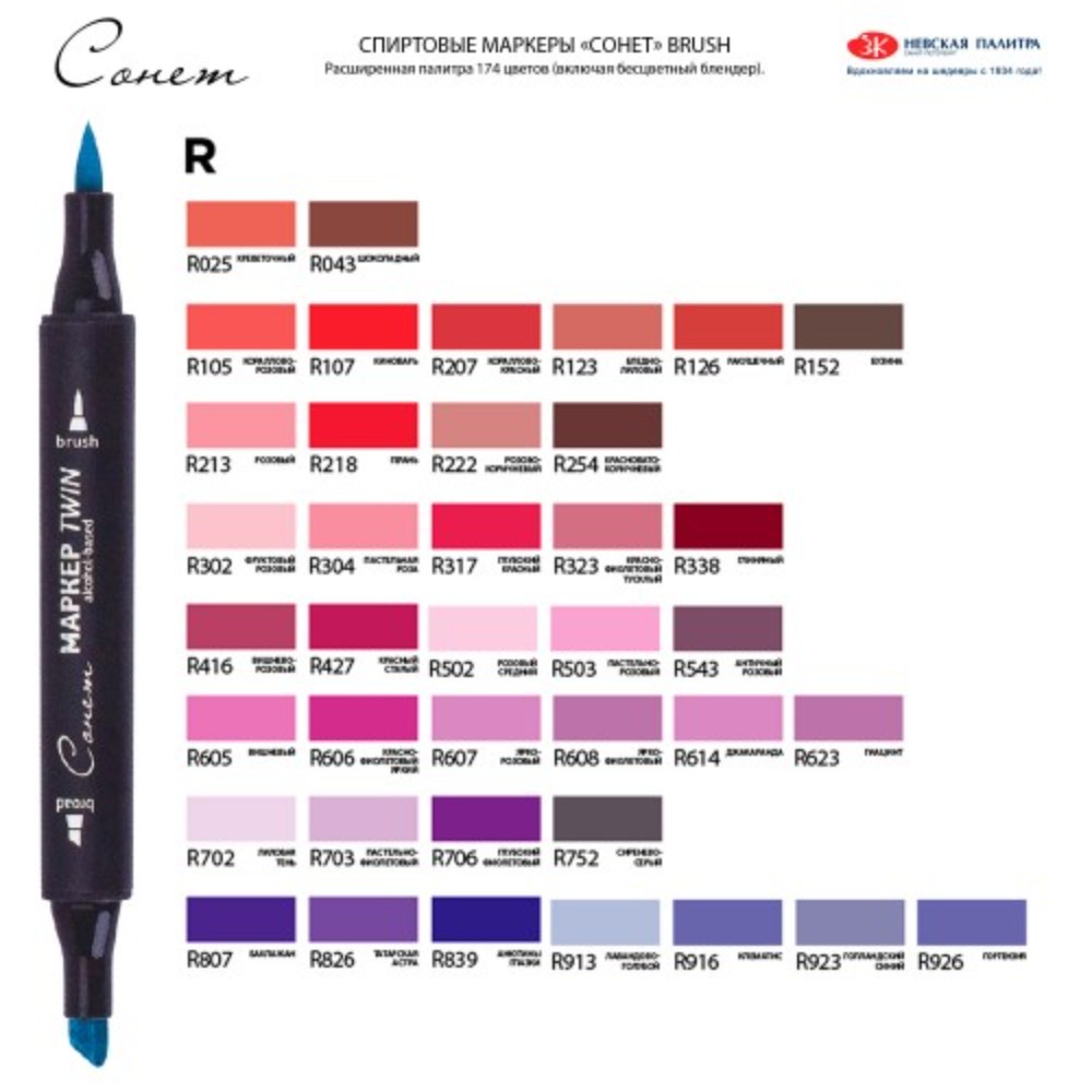 Маркер перманентный "Сонет Twin Brush", черный - 4