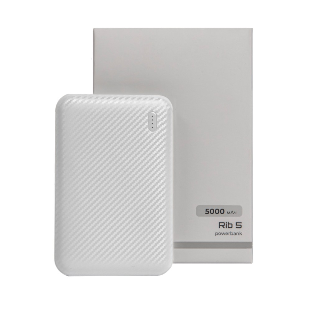 Внешний аккумулятор Power Bank "Rib 5", 5000 mAh, белый - 6
