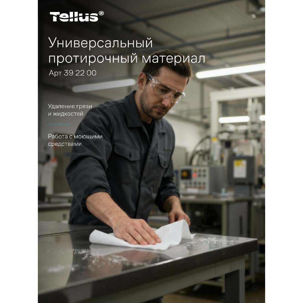 Протирочный материал нетканый Tellus, универсальный, 1 слой, 120 листов, WM5 - 19
