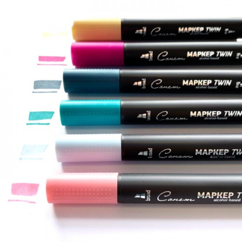 Маркер перманентный "Сонет Twin Brush", черный - 6