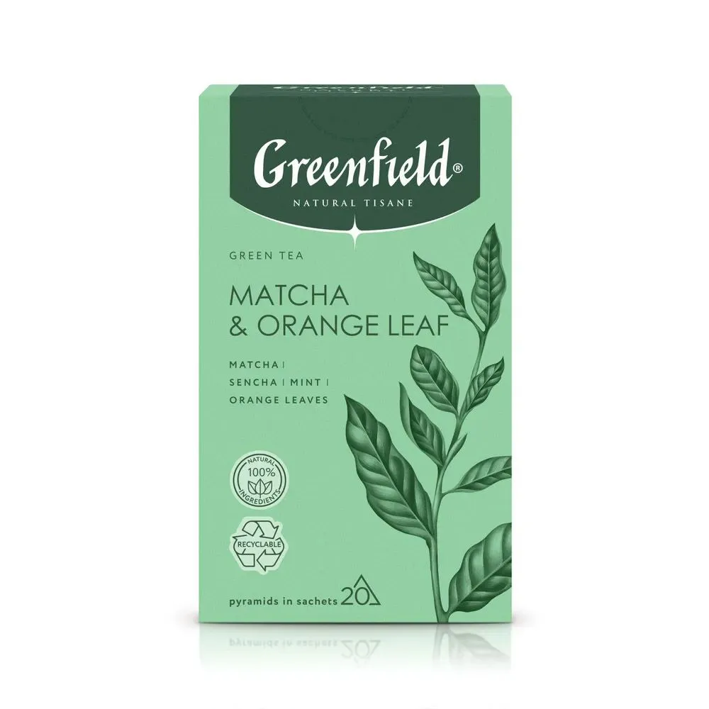 Чай "Greenfield" Tisane Matcha&Orange Leaf, 20 пакетиков x 1.8 г, зеленый
