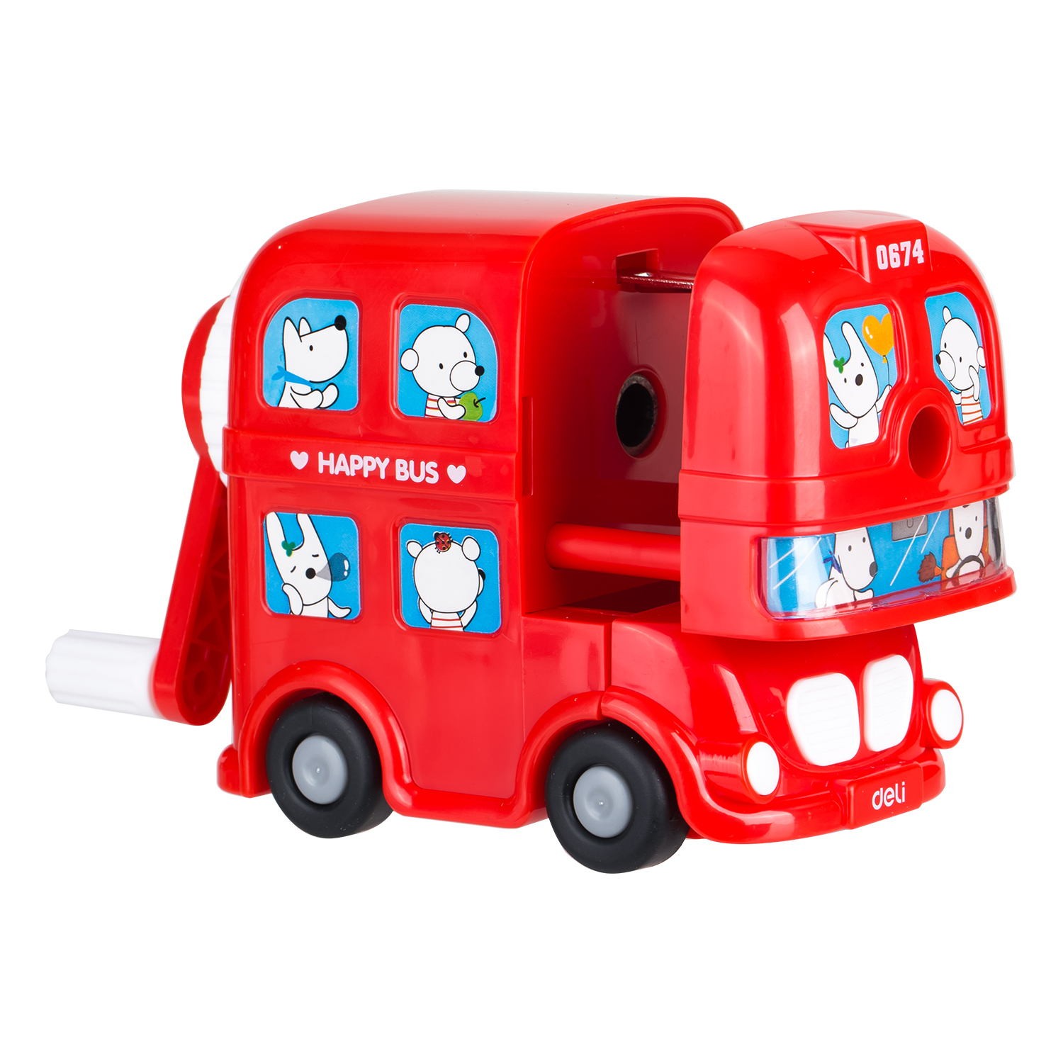 Точилка Deli "Bus", 1 отверстие, ассорти
