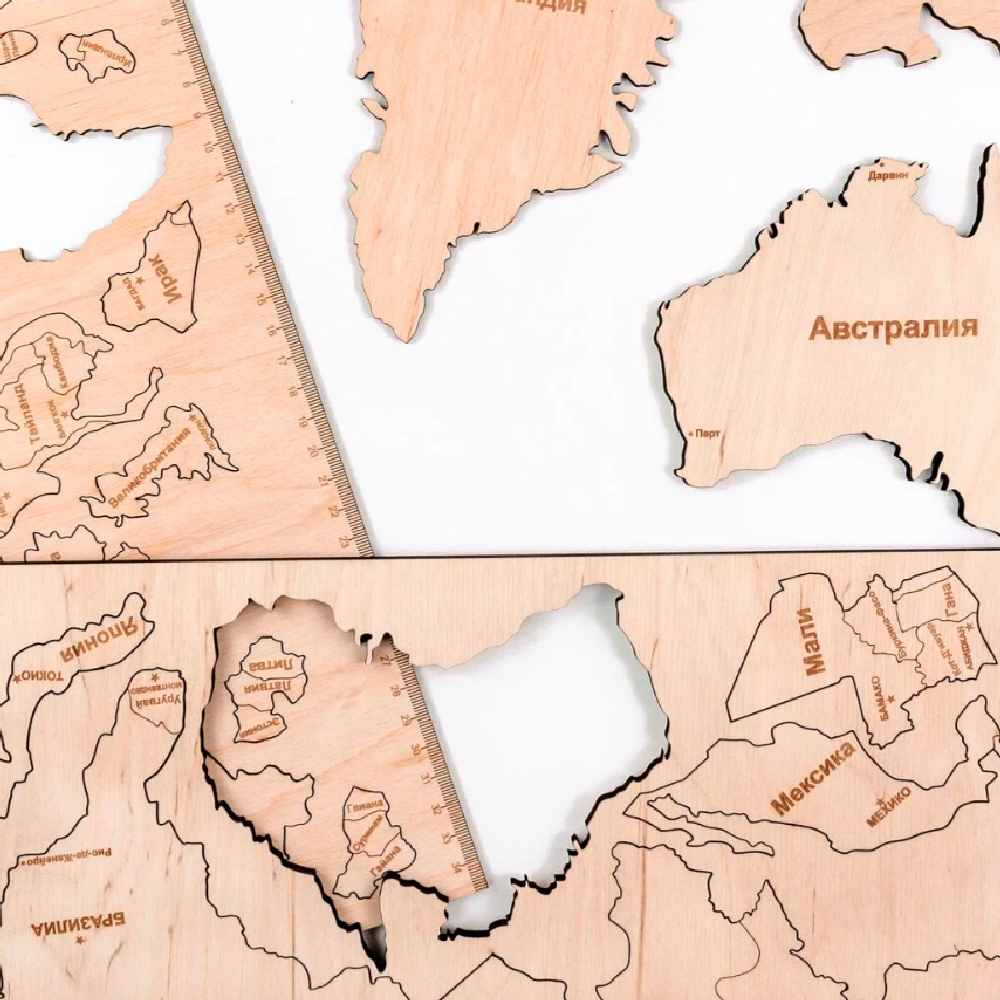 Декор на стену "Карта мира" многоуровневый на стену, ХL 3147, натуральный, 100х181 см - 4