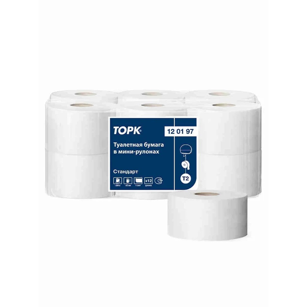 Бумага туалетная Tellus Стандарт ТP2, в мини рулоне, 200 м, 1 слой