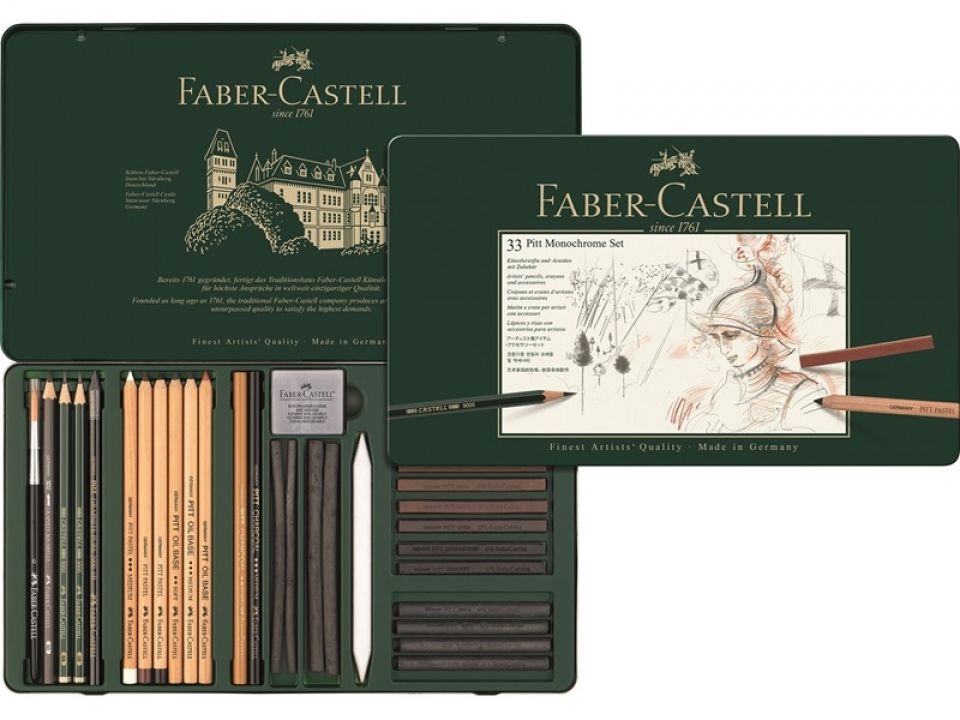 Спец.набор худ.предметов 33 предмета "Pitt Monochrome" Faber-Castell, мет.кор. - 2