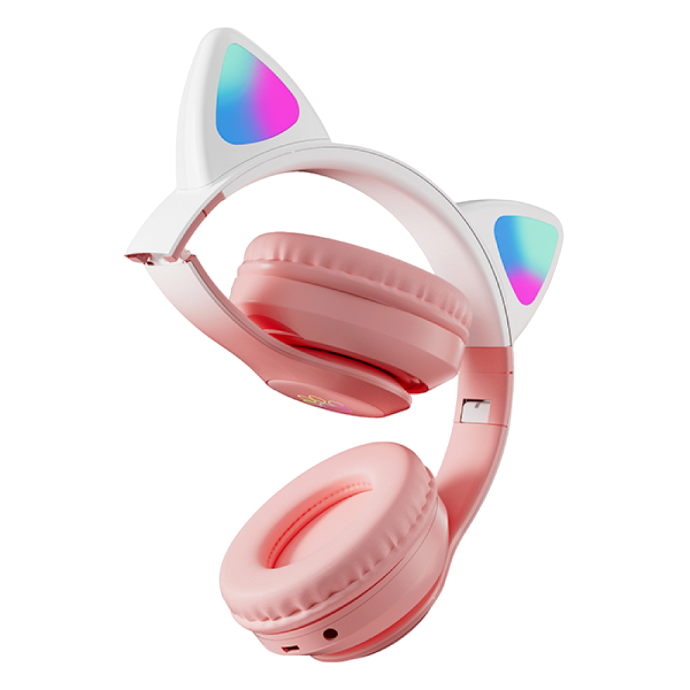 Наушники  беспроводные Miru "CAT EP-W10", Bluetooth, розовый  - 3